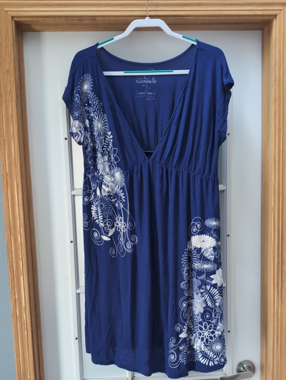 Blue With White Floral Designs Dress